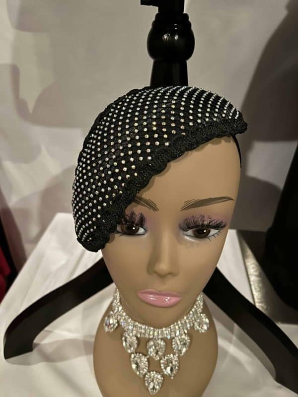 Custom Fascinator (New Black Headband Wraps w/Rhinestones)) - Image 2