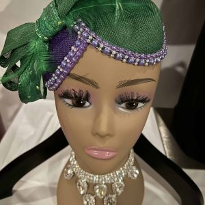 Custom Fascinator (New Double Cup Bow) Purple/Green