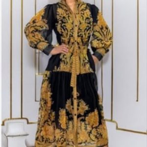 New - N By Nancy Black/Gold Maxi Dress (XL)