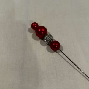 Hat Pin (4 ball) Red and Bling