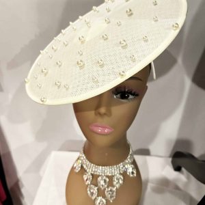 Hat - Ivory Sinamay Fascinator (Lovely & Light)