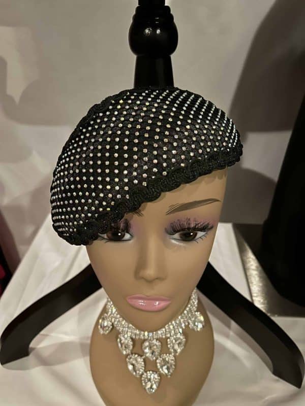 Custom Fascinator (New Black Headband Wraps w/Rhinestones))