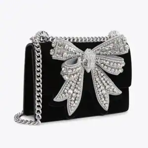 New (Kurt Geiger) Small Green Velvet Bow Handbag