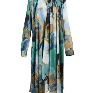 Beulah Style Multi Print Collared Asymmetrical Maxi Dress Blue (One Size - O/S)