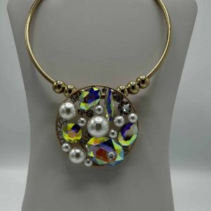 Chocker with Multi Colored Glass and Pearl