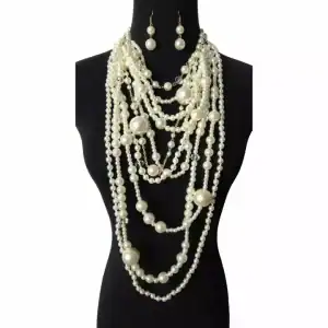 Chunky Multi-Layered Pearls Statement Necklace (Color Selections)