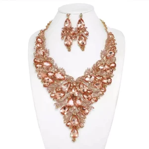 Crystal Gemstone Champagne Cluster V Shaped with Matching