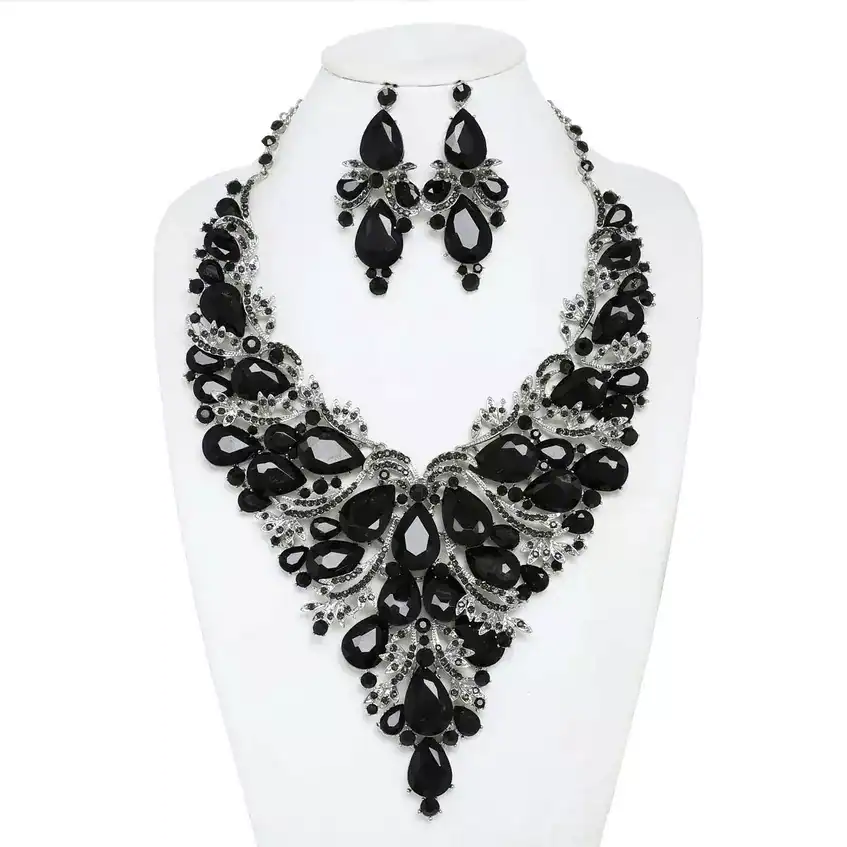 Crystal Gemstone Black Cluster V Shaped with Matching