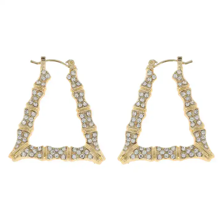 New – Crystal Pave Triangle Bamboo Hoops (Color Selection)