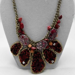 Custom Flat Layered Red Multi Necklace