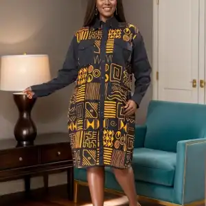 New - Designer Shirt Dress (One Size - O/S) Fits 4-24