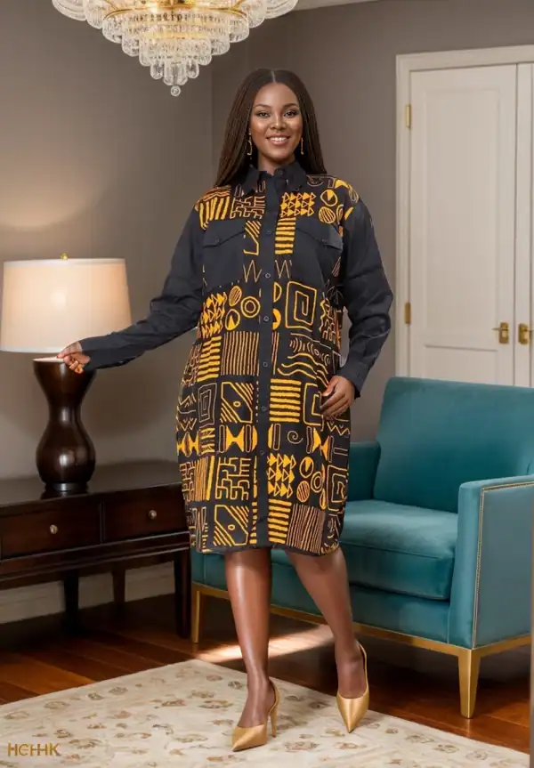 New - Designer Shirt Dress (One Size - O/S) Fits 4-24