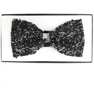 New - Designer Crystal Flakes Bow-Tie (Black)