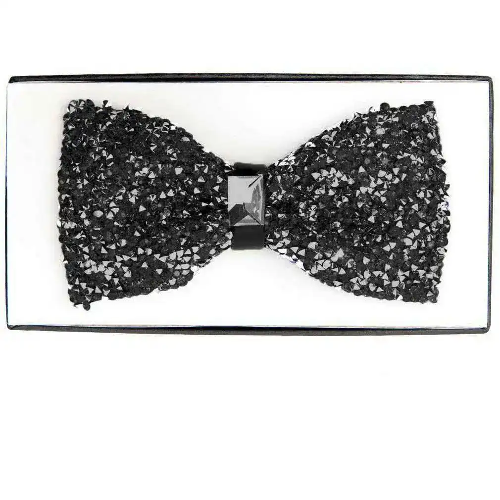 New – Designer Crystal Flakes Bow-Tie (Black)