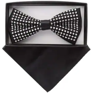 New - Rhinestone Bow-Tie (Black and Clear)