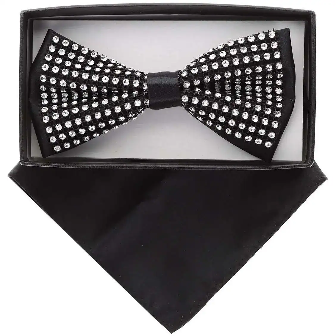 New – Rhinestone Bow-Tie (Black and Clear)