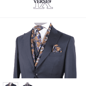 New - Men Designer Verse IX Scarf & Tie Set (Brown & Navy) S50