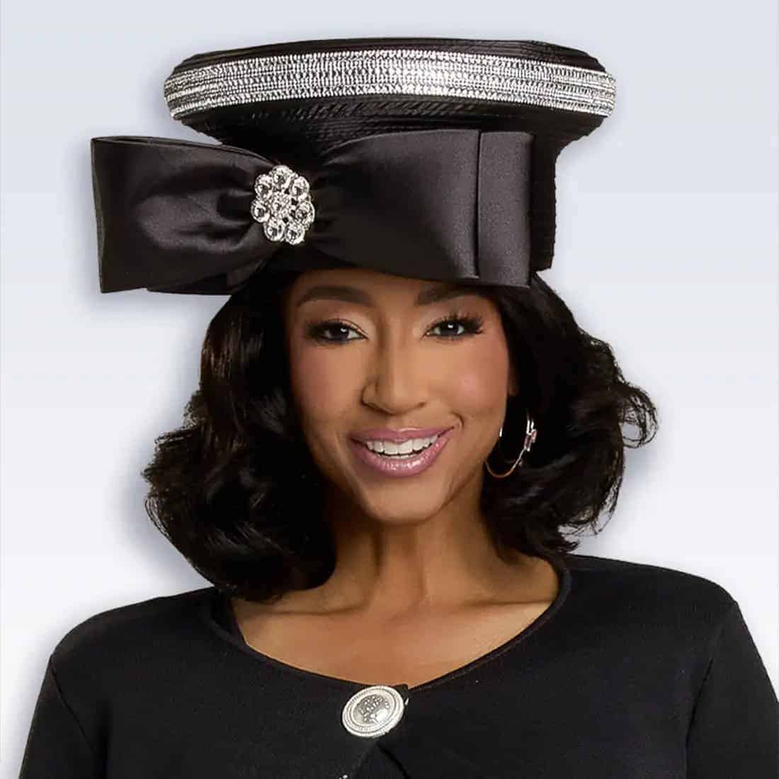 New – Donna Vinci Rhinestone Trim Bow Hat