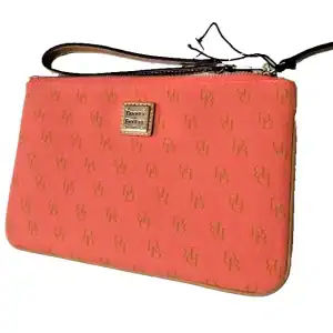 New - Dooney & Bourke Signature Large Wristlet (Coral)
