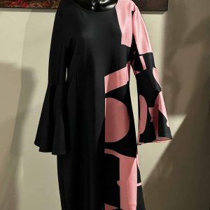 FOR HER Black and Pink Dress (Size 1X)
