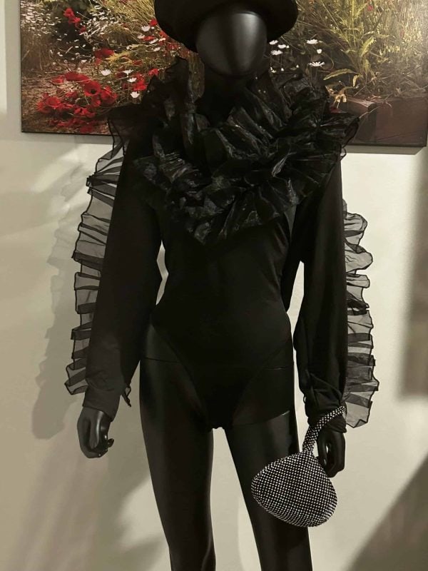 Fashion Black Ruffle Bodysuit (Size 3XL)