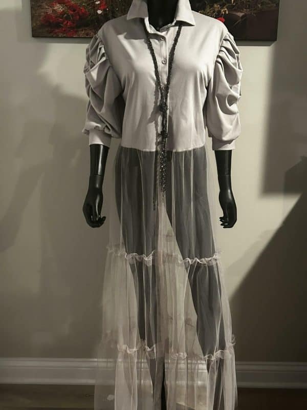 Fashion Grey Tulle Overlay Dress or Top (Size XXL)