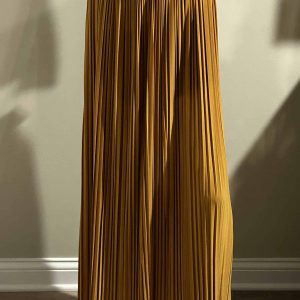 Fashion Long Gold Pleated Skirt (Size XL-XXL)