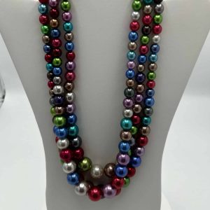 Fashion Multi Colored Three Strand Necklace