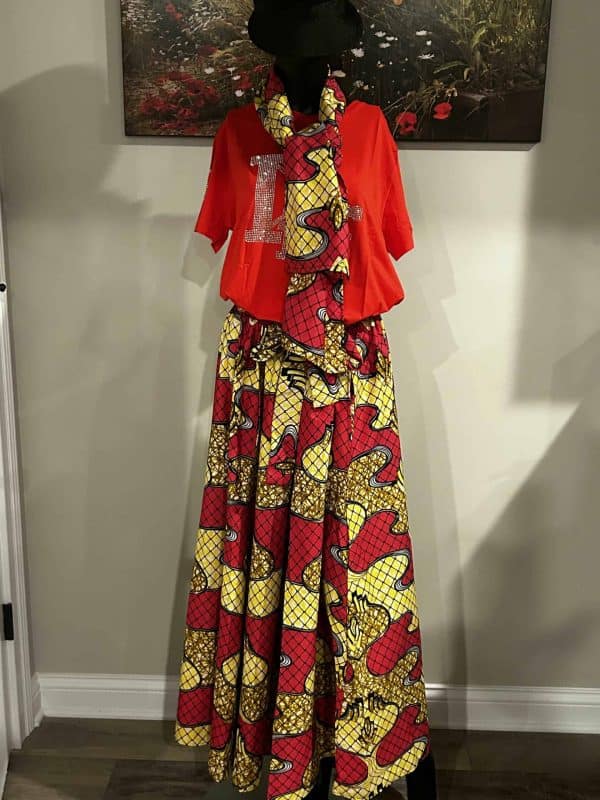 Fashion Red/Yellow Skirt w/Scarf (O/S)