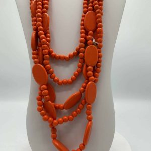 Fashion Orange Wood Necklace
