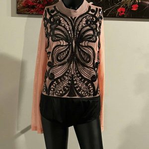 Fashion Pink/Black Bling Bodysuit (Size 3XL)
