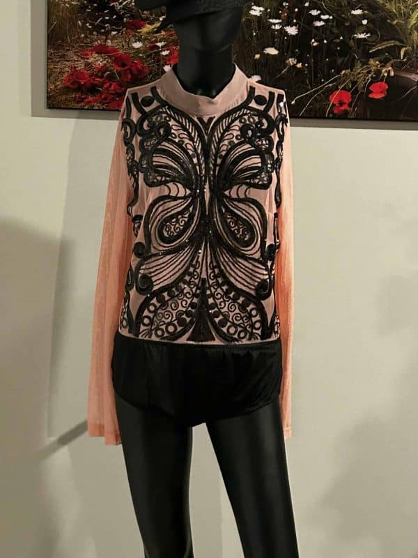 Fashion Pink/Black Bling Bodysuit (Size 3XL)