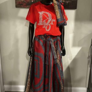 Fashion Red Skirt w/Scarf (One Size - O/S)