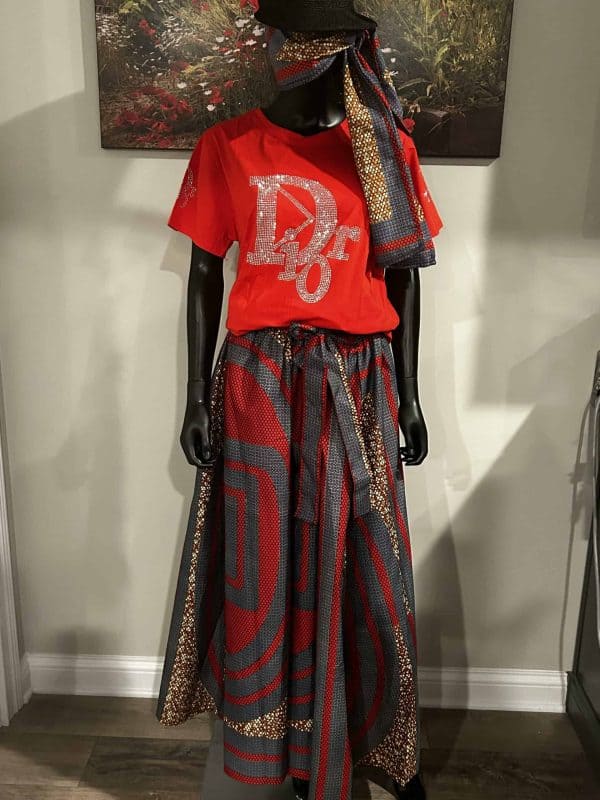 Fashion Red Skirt w/Scarf (One Size - O/S)
