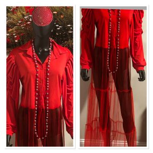 Fashion Red Tulle Overlay Dress or Top (Size LG)
