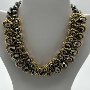 Fashioned Pewter and Gold Rope Necklace