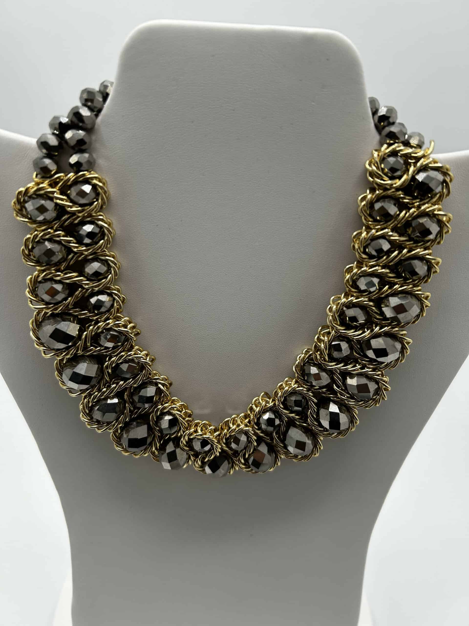 Fashioned Pewter and Gold Rope Necklace