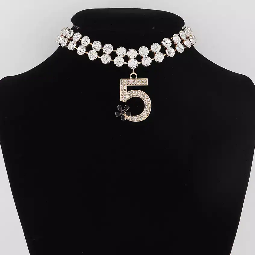 Flower F Choker Gold Necklace