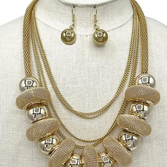 Necklace – Gold Mesh Chain Ring Set