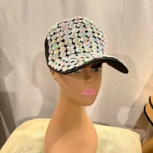 Hat - Large Rhinestone Caps (Black)