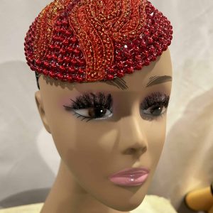 Custom Hat - Red Triple Design Crown Fascinator