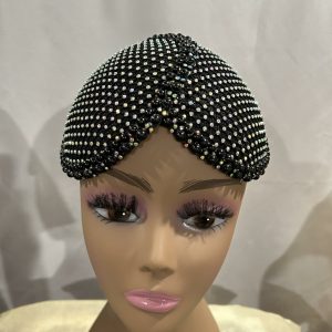 Custom Hat - Upscale Double Cup Black Multi Stone Fascinator