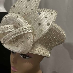 Hat - Off-White Circled Front Rhinestone Hat