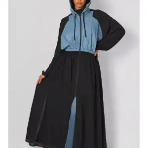 Hooded Denim and Black Dress/Overlay or Jacket (One Size -O/S)