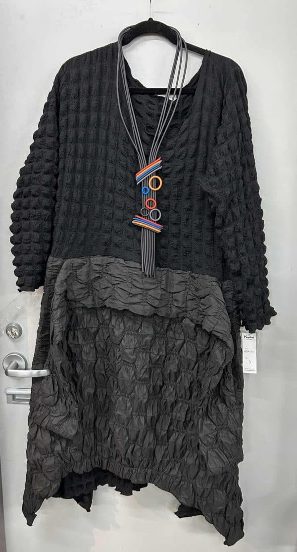 New- Pucker/Bubble Black Dress (Fits (S-XL) - Very Unique
