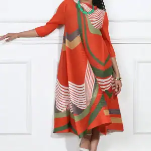 New - Luxe Moda Orange Abstract Dress (L/XL)