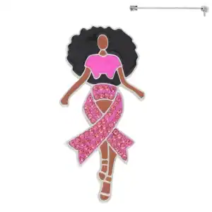 Jeweled Hot Pink Ribbon Black Girl Magic Brooch Pin