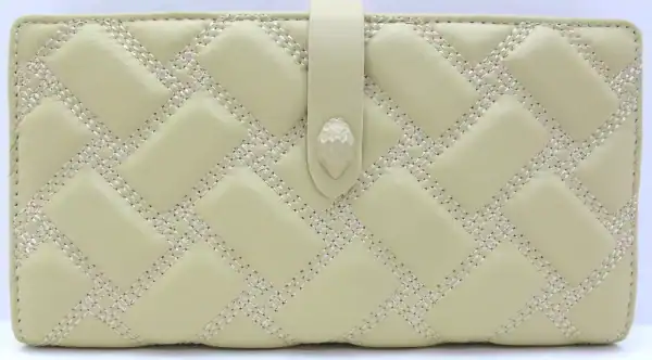 (New) Kurt Geiger Quilted Soft Leather Skinny Bifold (Cream)