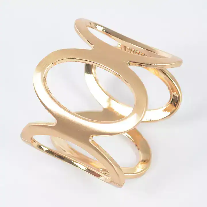 Metal Spring Hinge Cuff Bracelet Gold