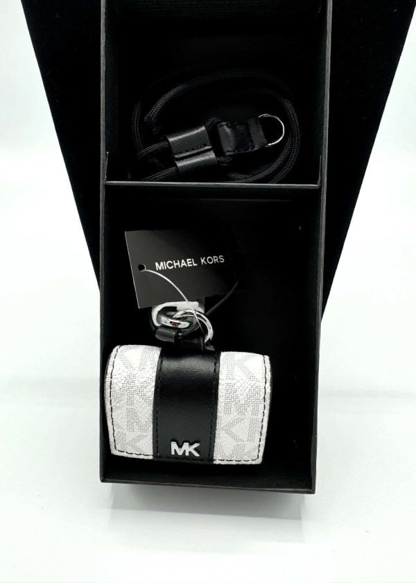 Michael Kors Air pod White and Black Case and Lanyard